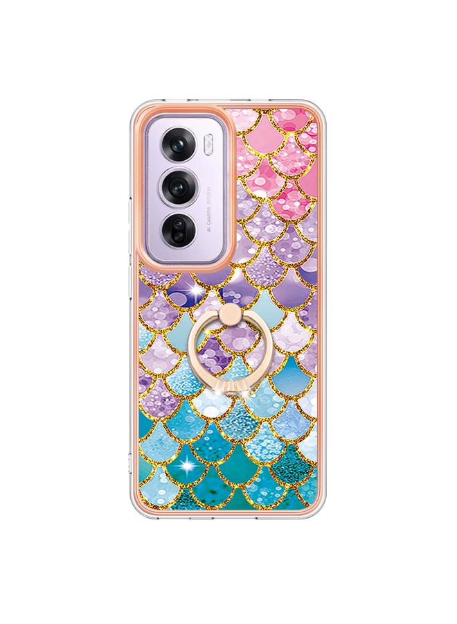 S-TOP Case For OPPO Reno12 Pro Global Electroplating Pattern IMD TPU Shockproof Case with Rhinestone Ring Holder - Image 2