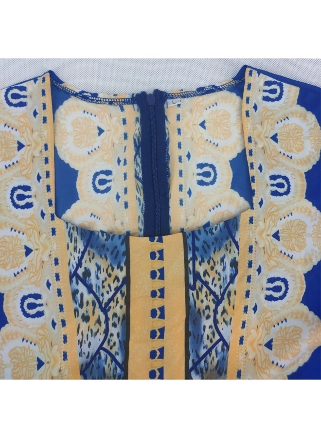 New women's long-sleeved formal dress skirt with Middle Eastern ethnic print, Muslim robe, European style, Dubai dress. - Image 2