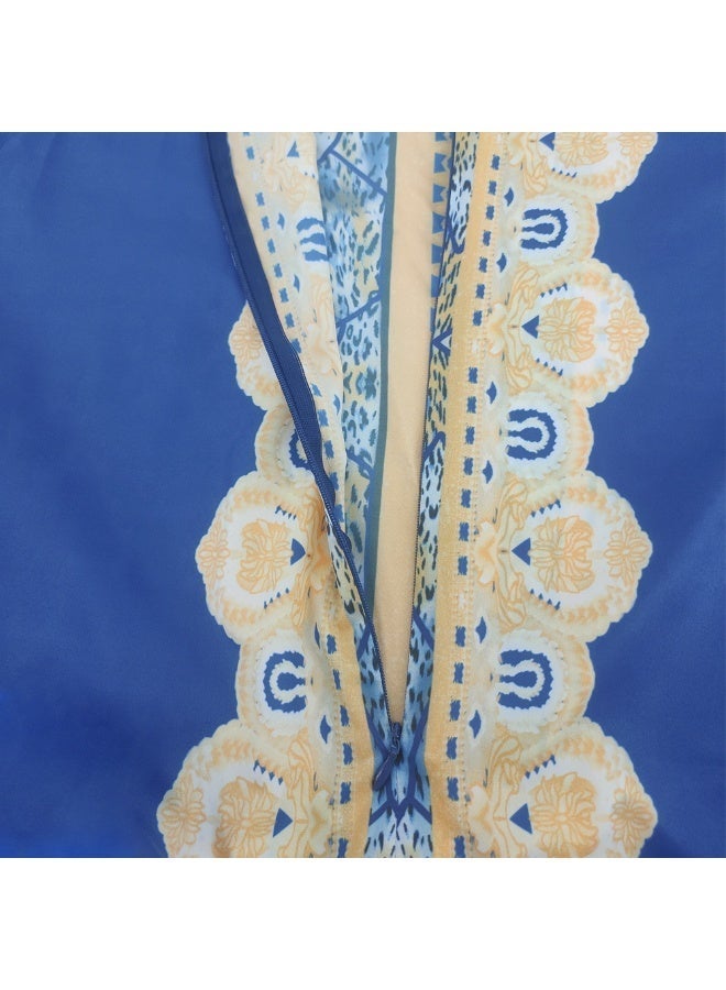 New women's long-sleeved formal dress skirt with Middle Eastern ethnic print, Muslim robe, European style, Dubai dress. - Image 4