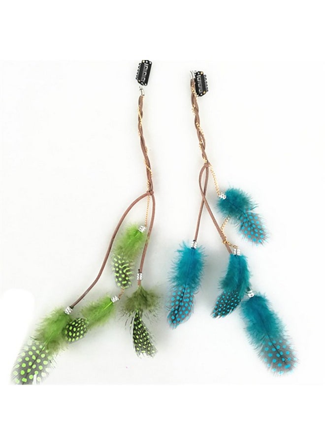 Fodattm 6Pcs Lady Women Handmade Colourful Boho Hippie Hair Extensions With Feather Clip Comb Hairpin Headdress Headband Diy Accessories  - Image 3