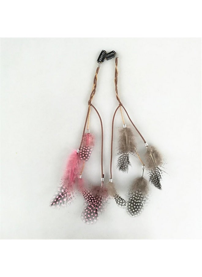 Fodattm 6Pcs Lady Women Handmade Colourful Boho Hippie Hair Extensions With Feather Clip Comb Hairpin Headdress Headband Diy Accessories  - Image 4