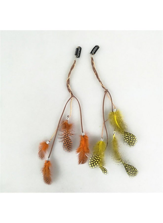 Fodattm 6Pcs Lady Women Handmade Colourful Boho Hippie Hair Extensions With Feather Clip Comb Hairpin Headdress Headband Diy Accessories  - Image 5