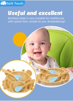 3 Pieces Toddler Tableware Set Baby Bamboo Plate Set Kids Plate with Spoon and Fork Suction Plate for Toddler - pzsku/Z2EBC46F279E83439644EZ/45/_/1729479774/44d1c4f6-1d6f-47fa-8257-0fb60e24b597