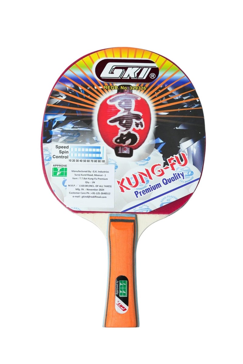 GKI Kung Fu Table Tennis Racquet,Wood, Multicolor - Image 1