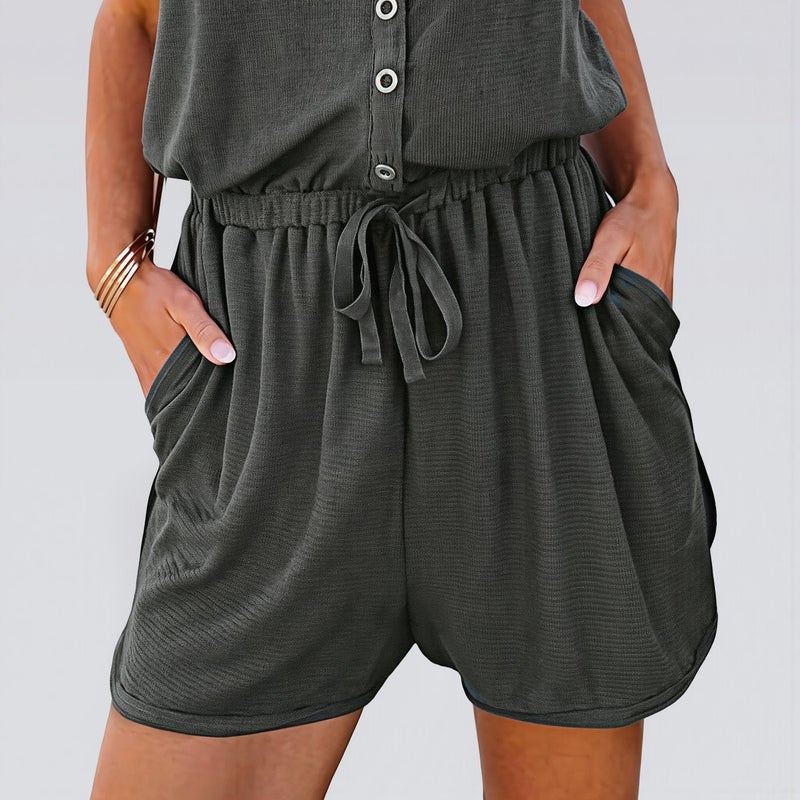 Womens Multi Season Romper Sleeveless Shorts Jumpsuit Layering Compatible - Image 5