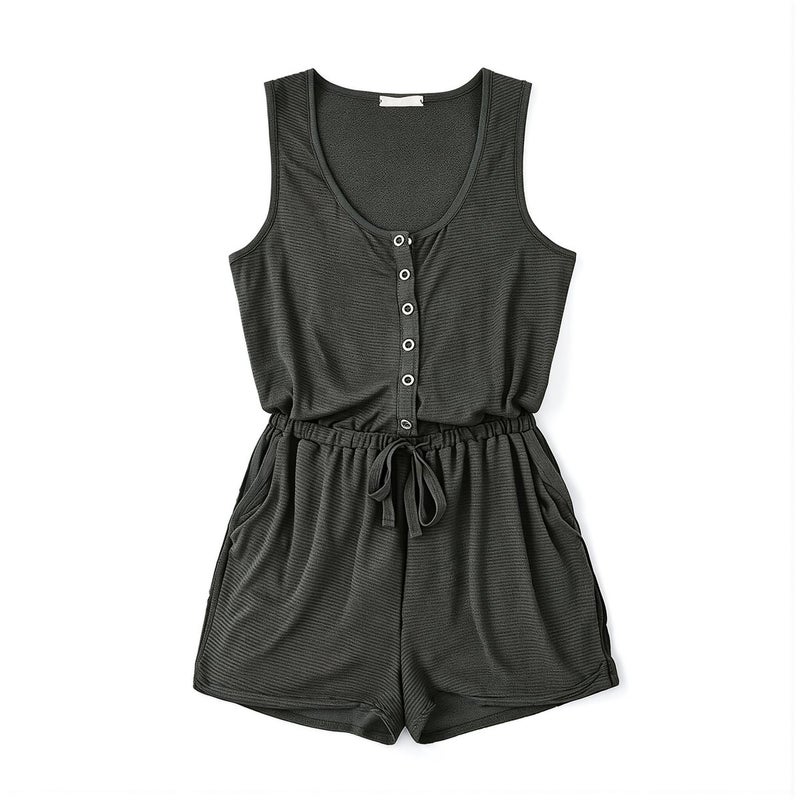 Womens Multi Season Romper Sleeveless Shorts Jumpsuit Layering Compatible - Image 4