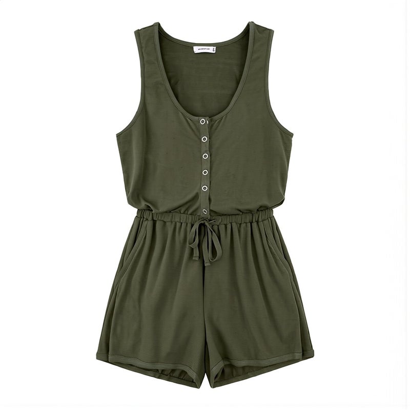 Womens Multi Season Romper Sleeveless Shorts Jumpsuit Layering Compatible - Image 1