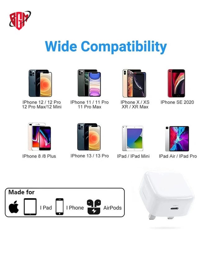 20W USB-C Power Adapter with Cable for iPhone 13, 13 Pro Max & 13 Mini