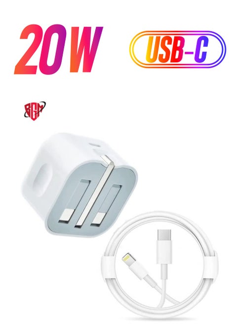 20W USB-C Power Adapter with Cable for iPhone 13, 13 Pro Max & 13 Mini