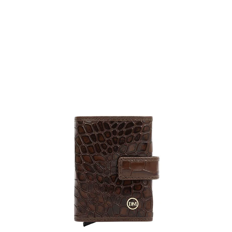 Da Milano Pop-up Leather Card Case - Walnut