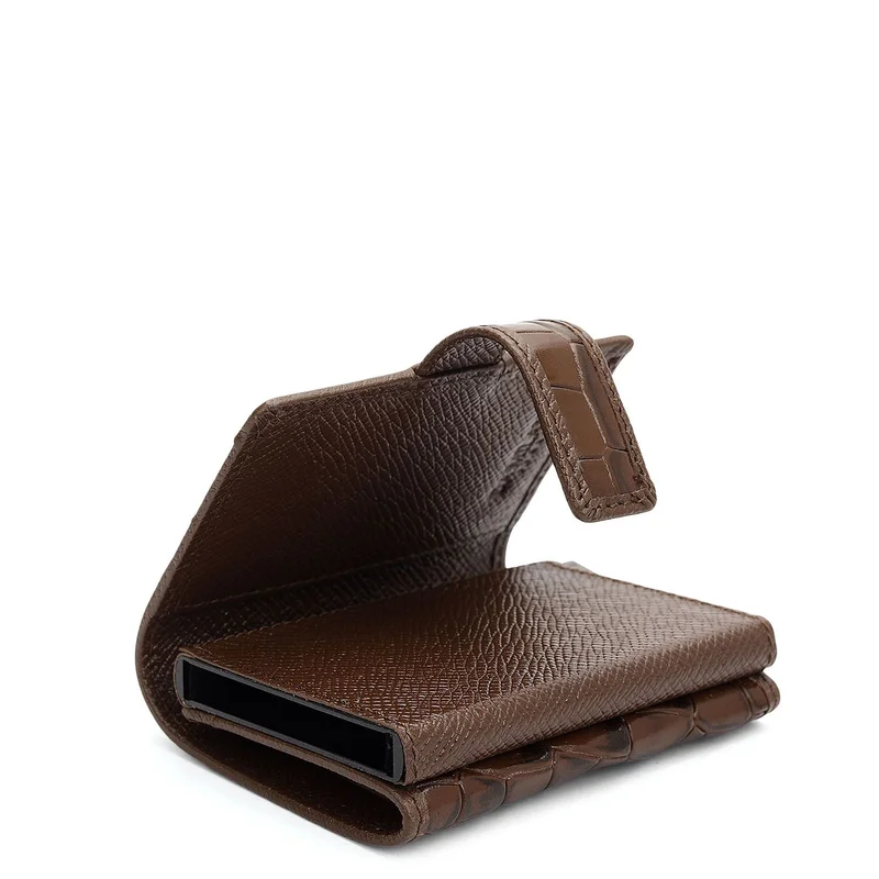 Da Milano Pop-up Leather Card Case - Walnut