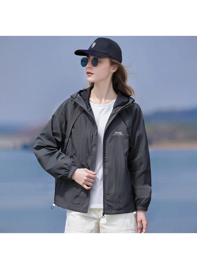 جيب سترة صيفية واقية من الشمس للنساء - معطف رياضي مقاوم للأشعة فوق البنفسجية للمناسبات الخارجية والعادية، قميص واق من الشمس خفيف الوزن مريح وفضفاض للأزواج - Image 2