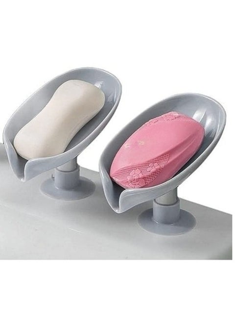 قطعه من حامل صابون على شكل ورقة شجر تصريف ذاتي مع كوب شفط للالتصاق بالسطح