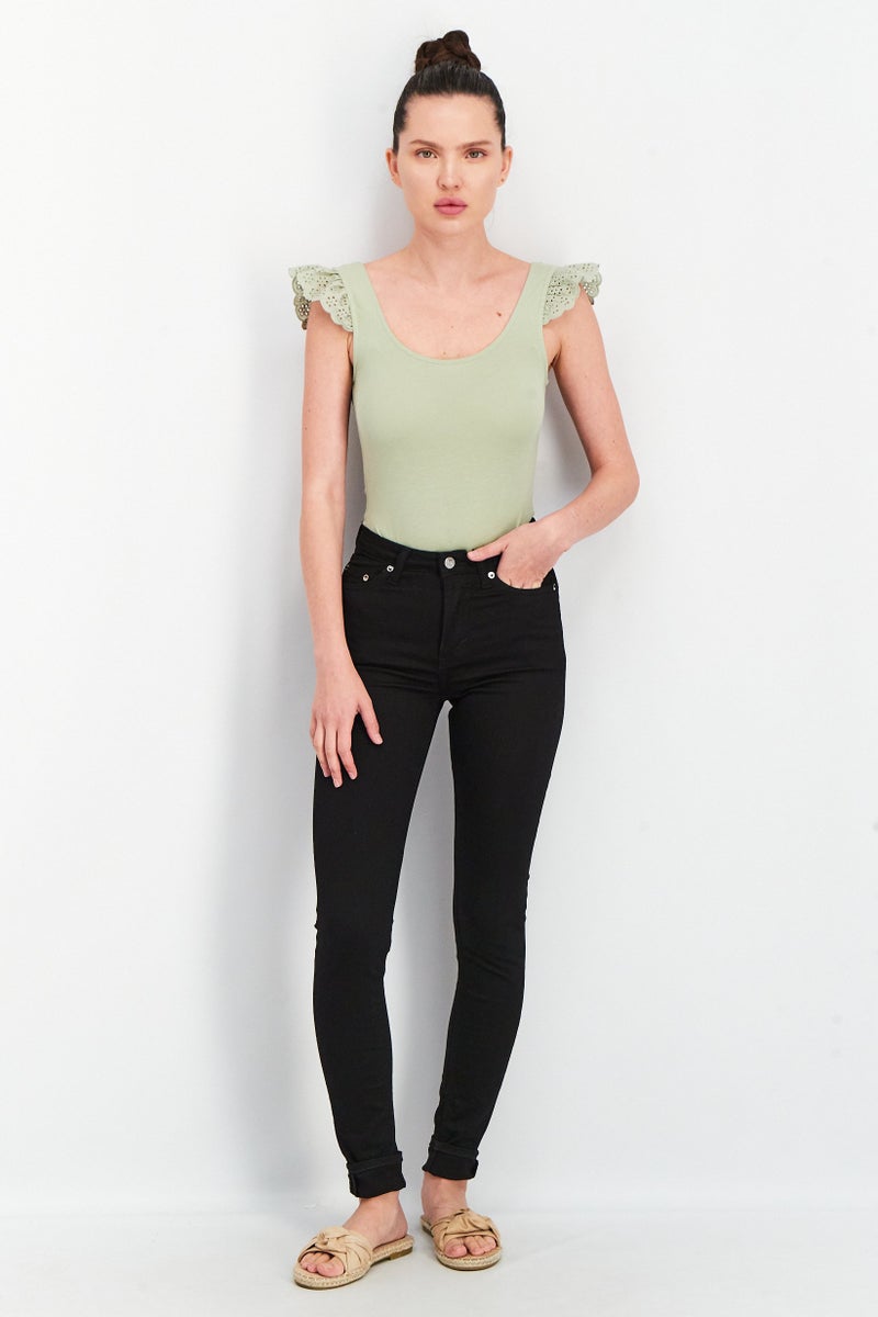 Weekday Women Skinny Fit High Waist Solid Denim Jeans, Black - Image 4