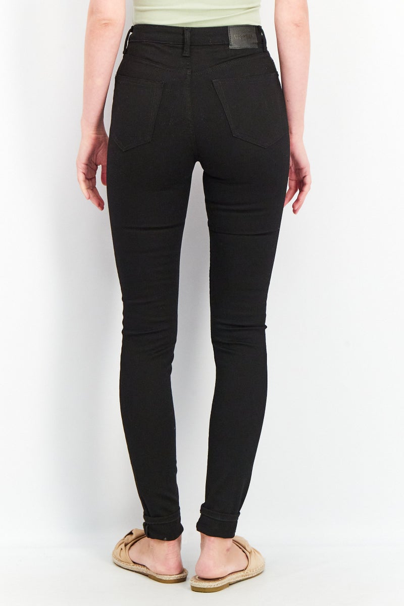 Weekday Women Skinny Fit High Waist Solid Denim Jeans, Black - Image 2