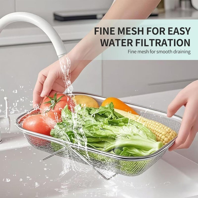 Goodern Over The Sink Colander,Stainless Steel Colander Strainer,Collapsible Colander Rectangular Sieve, Fine Mesh Strainer Baskets Kitchen Colander for Strain, Drain, Rinse Vegetables, Fruits - Image 4