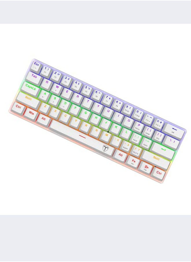T-DAGGER - T-DAGGER 60% Wired Mechanical Gaming Keyboard, RGB Backlit Ultra-Compact Mini Keyboard, Waterproof Mini Compact 61 Keys Keyboard for PC/Mac Gamer, Typist, Travel, Easy to Carry on Business Trip(White) - Image 1