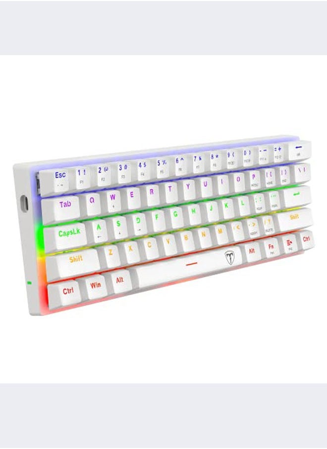 T-DAGGER - T-DAGGER 60% Wired Mechanical Gaming Keyboard, RGB Backlit Ultra-Compact Mini Keyboard, Waterproof Mini Compact 61 Keys Keyboard for PC/Mac Gamer, Typist, Travel, Easy to Carry on Business Trip(White) - Image 1