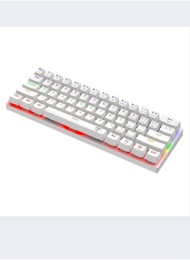T-DAGGER - T-DAGGER 60% Wired Mechanical Gaming Keyboard, RGB Backlit Ultra-Compact Mini Keyboard, Waterproof Mini Compact 61 Keys Keyboard for PC/Mac Gamer, Typist, Travel, Easy to Carry on Business Trip(White) - Image 1