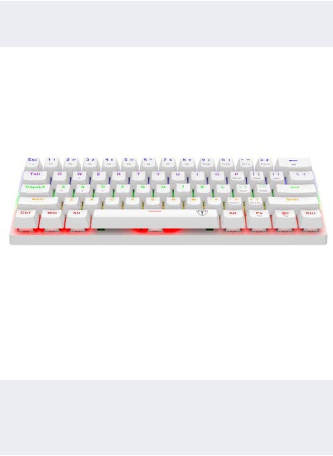 T-DAGGER - T-DAGGER 60% Wired Mechanical Gaming Keyboard, RGB Backlit Ultra-Compact Mini Keyboard, Waterproof Mini Compact 61 Keys Keyboard for PC/Mac Gamer, Typist, Travel, Easy to Carry on Business Trip(White) - Image 1