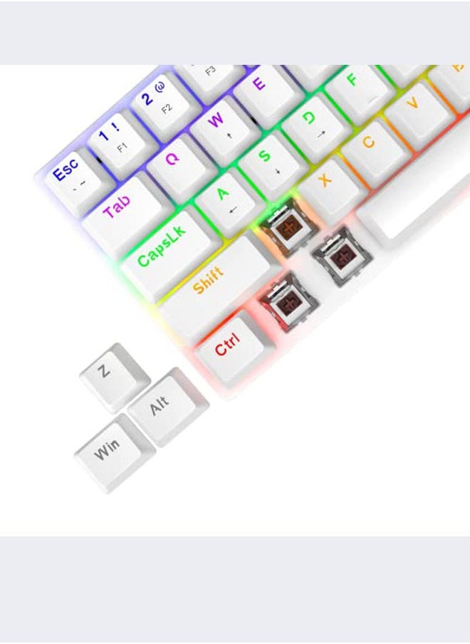 T-DAGGER - T-DAGGER 60% Wired Mechanical Gaming Keyboard, RGB Backlit Ultra-Compact Mini Keyboard, Waterproof Mini Compact 61 Keys Keyboard for PC/Mac Gamer, Typist, Travel, Easy to Carry on Business Trip(White) - Image 1