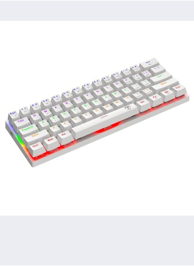 T-DAGGER - T-DAGGER 60% Wired Mechanical Gaming Keyboard, RGB Backlit Ultra-Compact Mini Keyboard, Waterproof Mini Compact 61 Keys Keyboard for PC/Mac Gamer, Typist, Travel, Easy to Carry on Business Trip(White) - Image 1