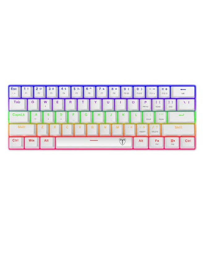 T-DAGGER - T-DAGGER 60% Wired Mechanical Gaming Keyboard, RGB Backlit Ultra-Compact Mini Keyboard, Waterproof Mini Compact 61 Keys Keyboard for PC/Mac Gamer, Typist, Travel, Easy to Carry on Business Trip(White) - Image 1