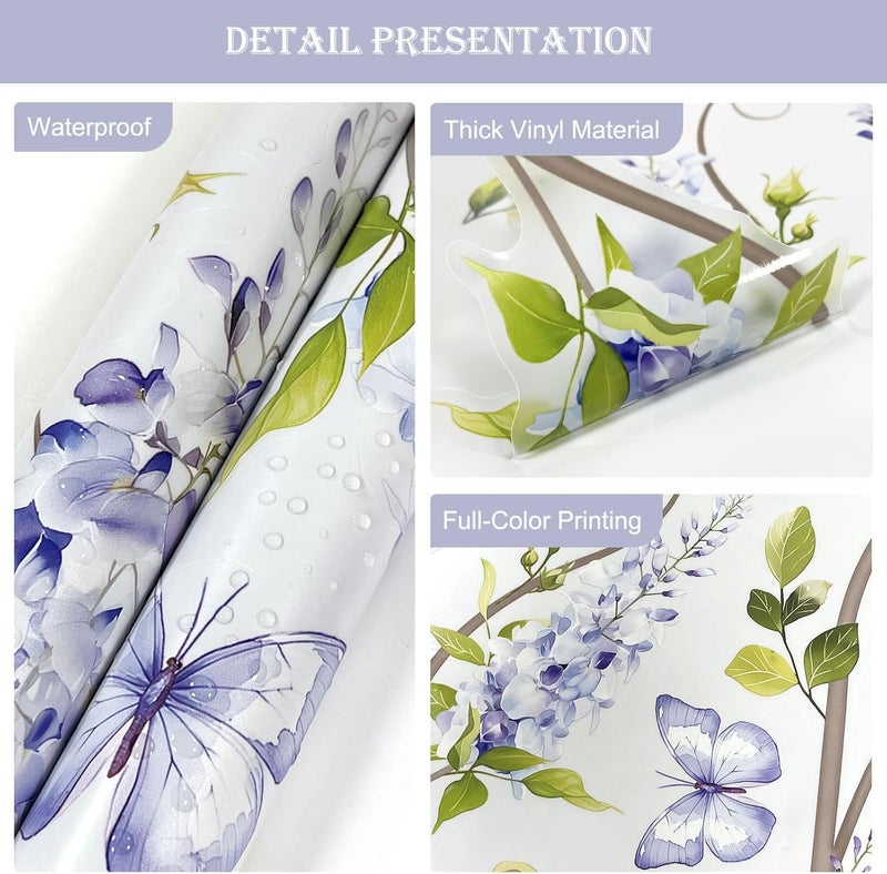 Supzone Purple Flower Wall Decals Hanging Wisteria Floral Green Leaves Boho Spring Summer Wall Stickers Art Decor for Living Room Bedroom Office Nursery Classroom Gifts for Mom - Image 4