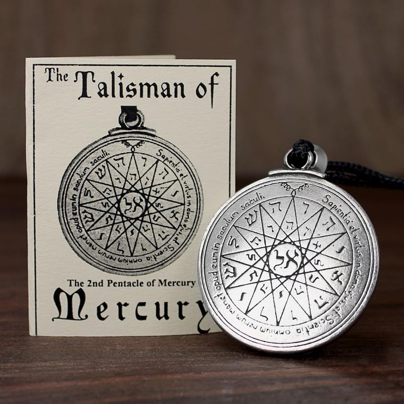 Pepi Talisman of Mercury Key of Solomon Pentacle Amulet Necklace - Image 2