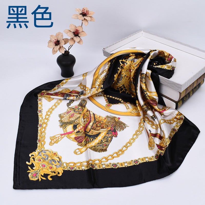 Bohemian Chain 90 Satin Generous Silk Scarf Bag Accessories Women'S Printed Scarf - Image 1