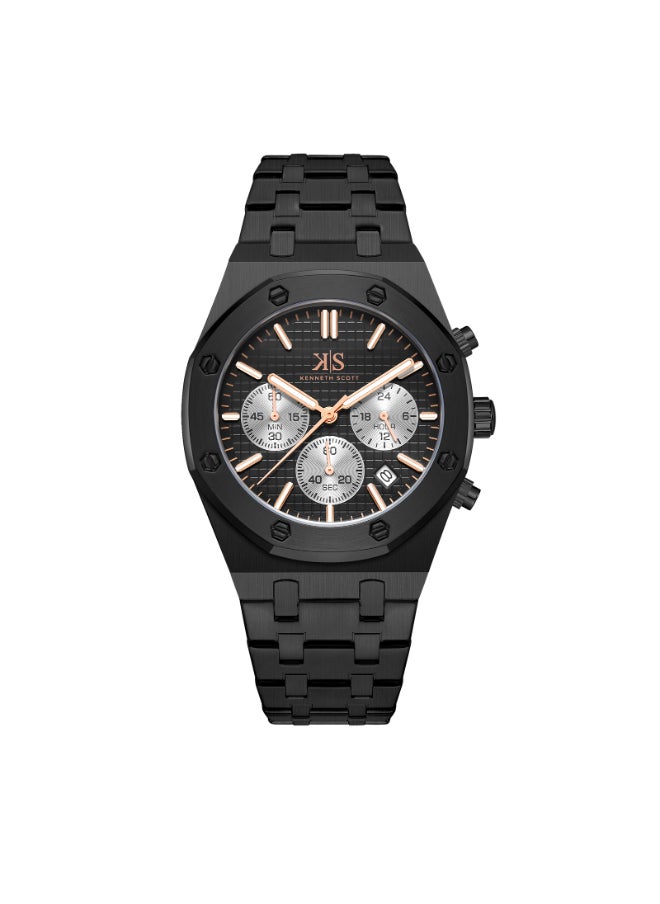 KENNETH SCOTT Men's Stainless Steel Multi Function Watch K24112-BBBB - 42 mm  - Image 1