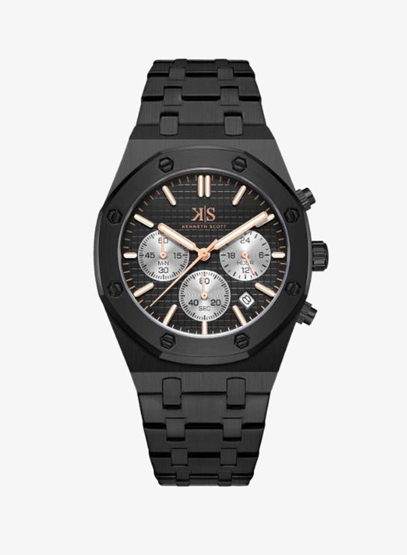 KENNETH SCOTT Men's Stainless Steel Multi Function Watch K24112-BBBB - 42 mm - Image 1