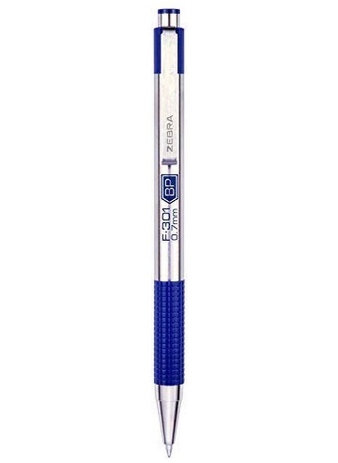 Zebra Pen Zebra Pen Fine Point F 301, Combo Pack of 2 BLACK INK & 2 BLUE INK metal pens (Total of 4 Pens), Ballpoint Stainless Steel Retractable 0.7mm fine point ink pens  - Image 3
