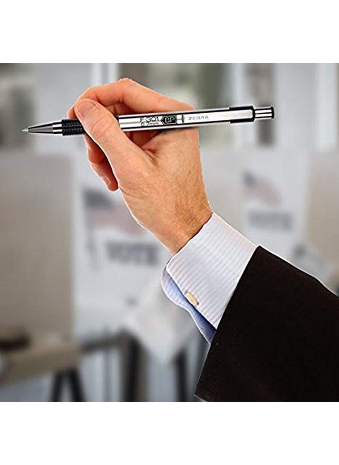 Zebra Pen Zebra Pen Fine Point F 301, Combo Pack of 2 BLACK INK & 2 BLUE INK metal pens (Total of 4 Pens), Ballpoint Stainless Steel Retractable 0.7mm fine point ink pens  - Image 4
