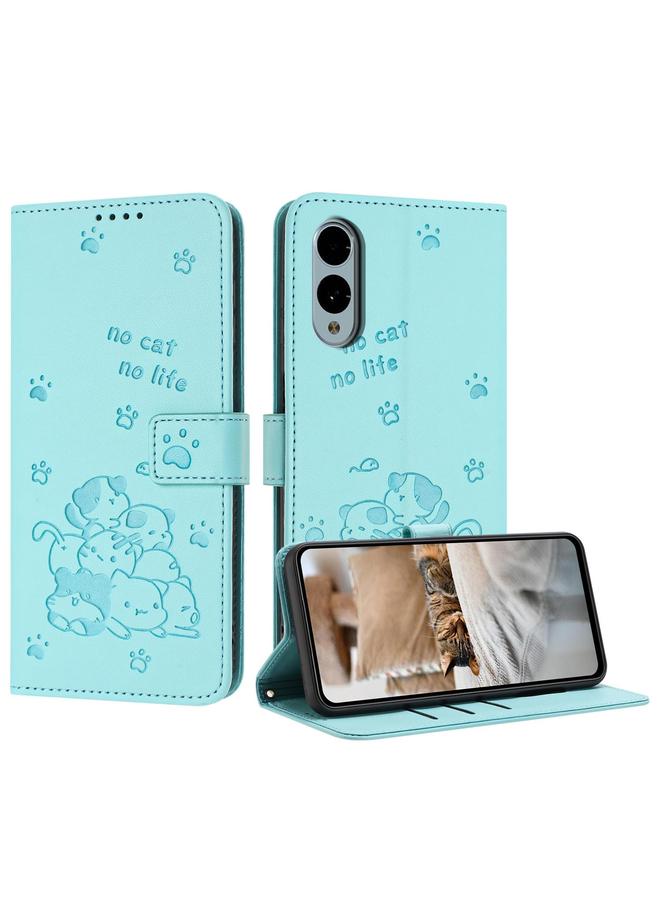 اس-توب جراب لهاتف Fujitsu Arrows We2 Plus F-51E، جراب جلدي منقوش عليه صورة قطة صغيرة مع حبل تعليق - Image 1