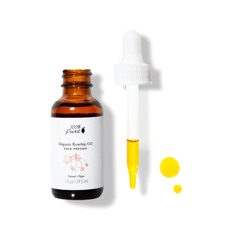 100 % Pure 100% PURE Organic Rosehip Oil Moisturizer For Face, Body, Hair Hydrating Vitamins & Omega Fatty Acids Support Glowing, Plumped Up Youthful Skin - Natural Cold-Pressed Facial Radiance - Vegan - 1oz - Image 1
