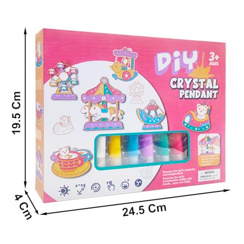 VGRASSP DIY Color Glue Painting Crystal Pendant with Accessories - Window Art and Craft Toy Kit for Boys, Girls Ages 3+, Decorative and Classroom Activities, Birthday Gift - Random Design - Image 3