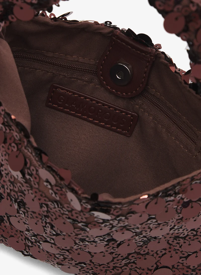 GLAMOROUS BRONZE Casual Sequin Shoulder Bag for Women | Best Price UAE