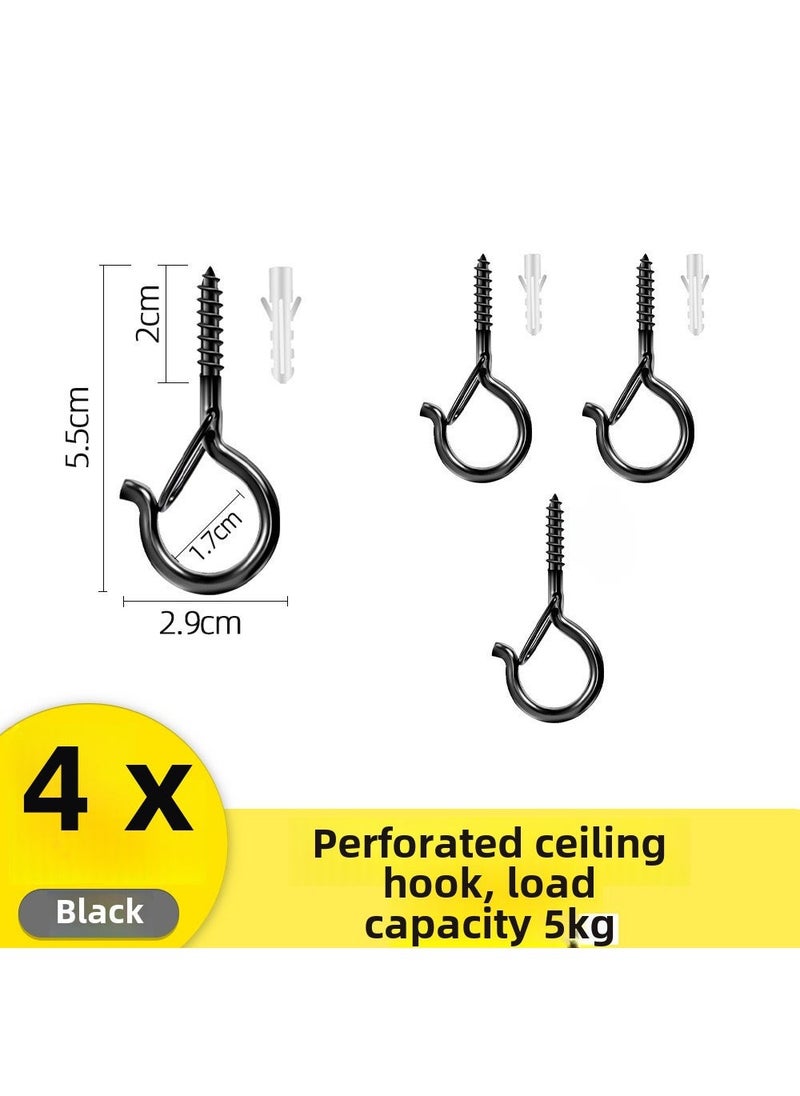 Adhesive Ceiling Hooks with Lock for Hangings Black perforated installation ceiling hook 4