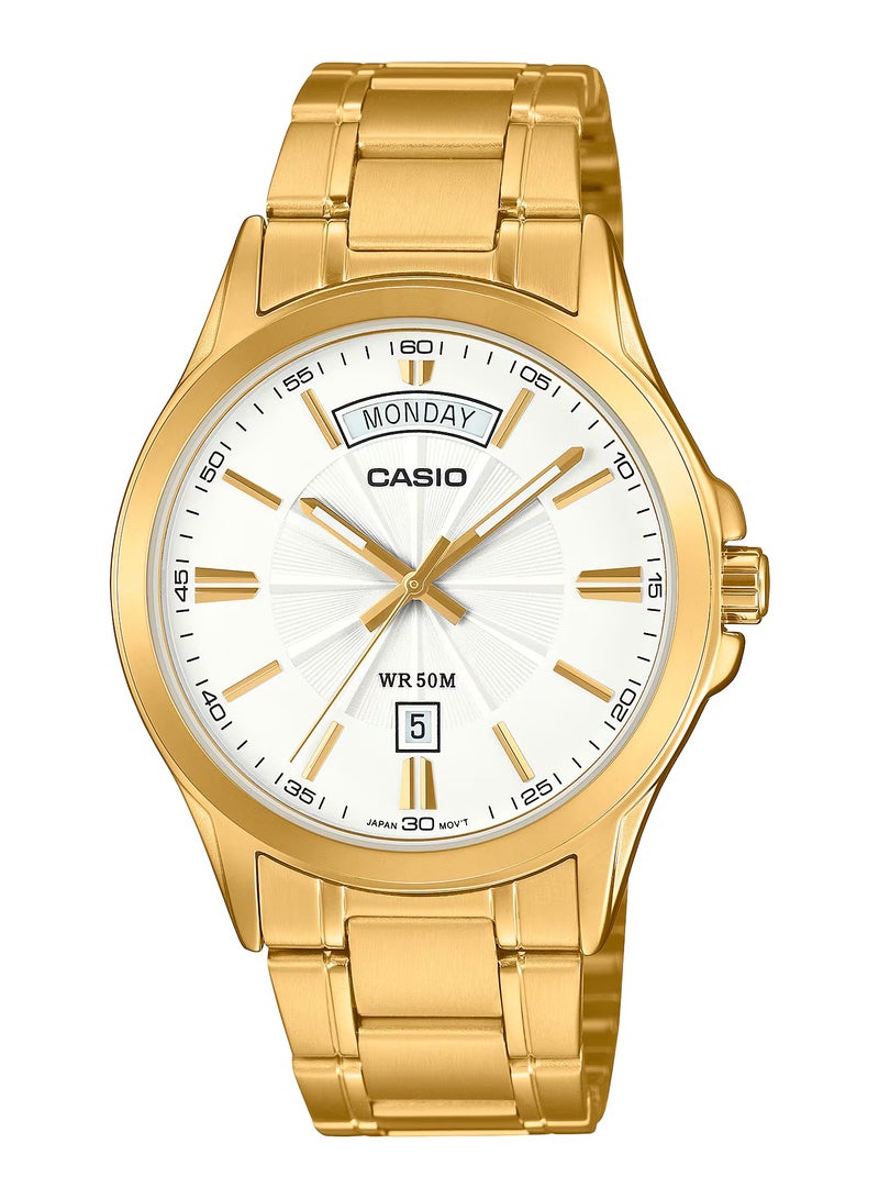 MTP-1381GD-7AV Enticer White Dial Gold-Tone Stainless Steel Men's Watch
