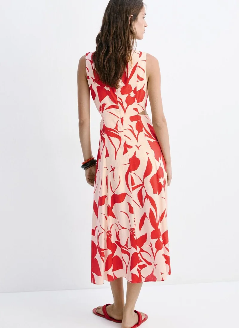 Mango Floral-Printed Dress With Cutouts