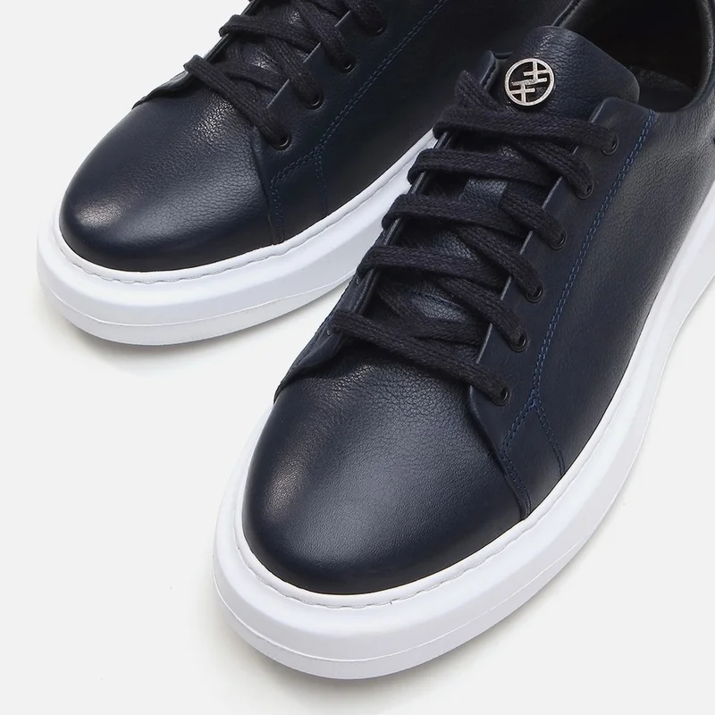 Hotiç 02AYH281320A680 GENUINE Leather Navy Blue Men's Casual Shoes
