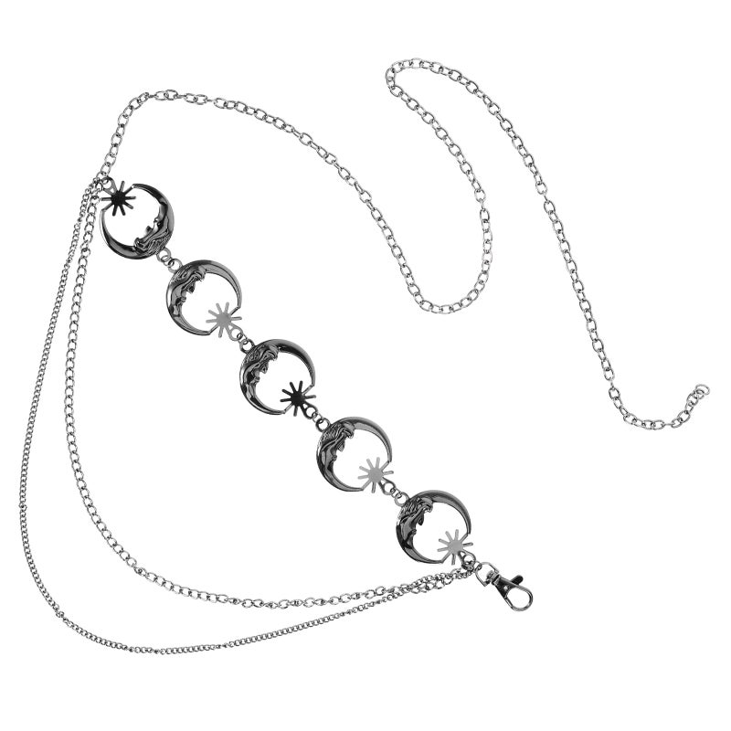 Stretchable Moon and Star Body Chain, Stylish Women's Waist Belt with Buckle Closure - Image 4