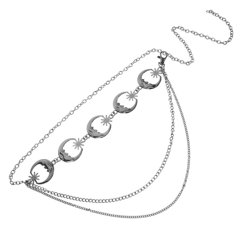Stretchable Moon and Star Body Chain, Stylish Women's Waist Belt with Buckle Closure - Image 5