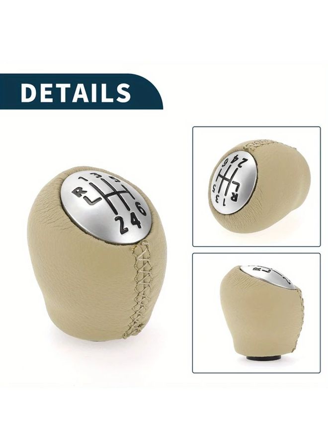 Beige PU Leather Stitched Short Shift Knob For Renault Clio Gearbox 1pc - Image 5