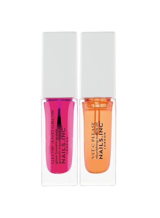 Nails Inc Nails.INC Mini Nail Treatment Duo, Includes Glow and Grow Nail Growth Treatment and Vit C Please Nourishing Cuticle Oil, With Active Skincare Ingredients to Promote Nail Health, Cruelty Free, Vegan - Image 2