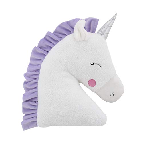 NoJo Shaped Plush Sherpa Decorative Pillow, 1 Count (Pack of 1), Unicorn-White, Lilac, Silver, Lavender - Image 1