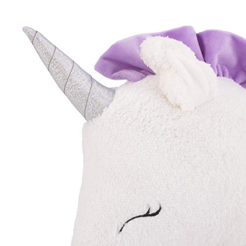 NoJo Shaped Plush Sherpa Decorative Pillow, 1 Count (Pack of 1), Unicorn-White, Lilac, Silver, Lavender - Image 4