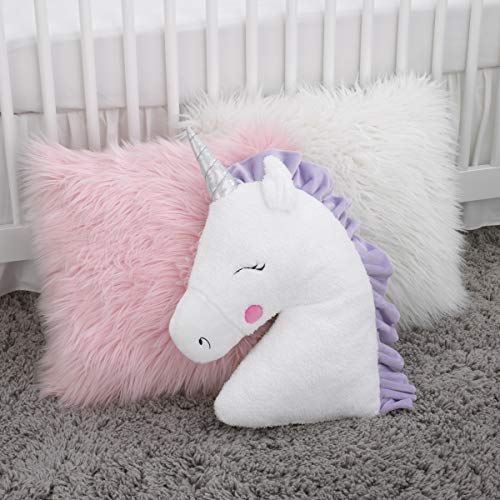 NoJo Shaped Plush Sherpa Decorative Pillow, 1 Count (Pack of 1), Unicorn-White, Lilac, Silver, Lavender - Image 5
