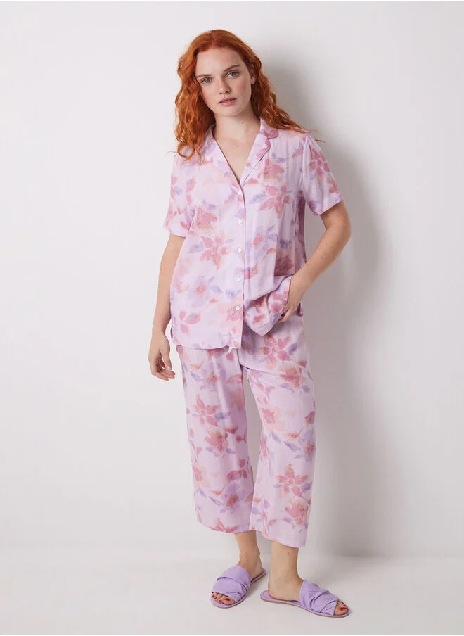 women'secret Capri viscose floral shirt pajamas